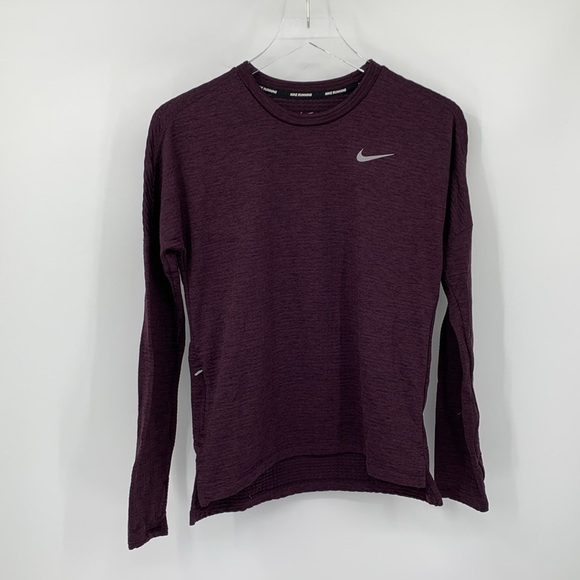 Nike Running dri-fit crewneck long sleeve knit shirt t-shirt purple men X-Small - Picture 2 of 7